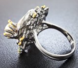 Серебряное кольцо с жемчугом, цаворитом и сапфирами Серебро 925