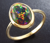 Золотое кольцо с кристаллическим черным опалом 2,31 карат Золото