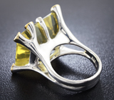 Серебряное кольцо с лимонным цитрином и синими сапфирами Серебро 925