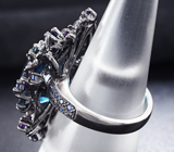 Серебряное кольцо с топазами, аметистами и синими сапфирами Серебро 925
