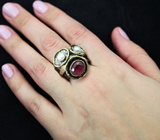 Серебряное кольцо с рубином и жемчугом Серебро 925