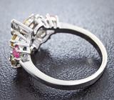 Прелестное серебряное кольцо с разноцветными турмалинами Серебро 925
