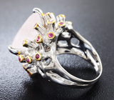 Серебряное кольцо с морганитом и пурпурными сапфирами