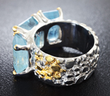 Серебряное кольцо с аквамаринами Серебро 925