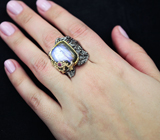 Серебряное кольцо c лабрадоритом и рубеллитом Серебро 925