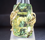 Золотое кольцо с зеленым аметистом 40,57 карат и бриллиантами Золото