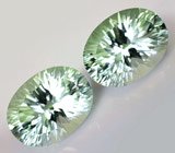 Золотые серьги с зелеными аметистами и танзанитами