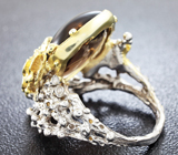 Серебряное кольцо с дымчатым кварцем и сапфирами Серебро 925