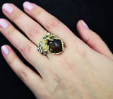 Серебряное кольцо с дымчатым кварцем и сапфирами Серебро 925