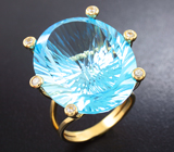 Золотое кольцо с роскошным крупным топазом 47,71 карат и лейкосапфирами Золото