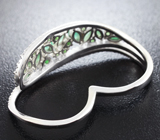 Серебряное кольцо на два пальца с изумрудами и цаворитами гранатами Серебро 925