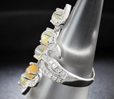 Восхитительное серебряное кольцо с кристаллическими эфиопскими опалами Серебро 925
