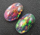 Серьги с кристаллическими черными опалами