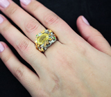 Серебряное кольцо с гелиодором и изумрудами Серебро 925