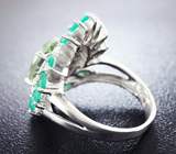 Оригинальное серебряное кольцо с зеленым аметистом и агатами Серебро 925