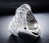 Эффектное крупное серебряное кольцо с танзанитами Серебро 925