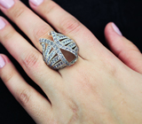 Эффектное крупное серебряное кольцо с танзанитами Серебро 925