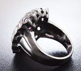 Шикарное серебряное кольцо с разноцветными сапфирами и зелеными турмалинами Серебро 925