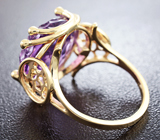 Золотое кольцо с аметистом авторской огранки 10,05 карат Золото