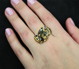 Серебряное кольцо с дымчатым кварцем и аметистами Серебро 925