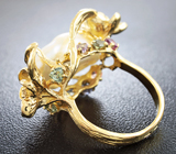 Золотое кольцо с морской жемчужиной барокко, сапфирами и бриллиантами! Исключительный люстр Золото
