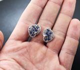 Чудесные серебряные серьги с синими сапфирами Серебро 925