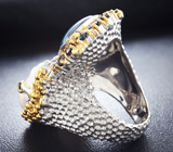 Серебряное кольцо с жемчужиной барокко, австралийским триплет опалом и синими сапфирами Серебро 925
