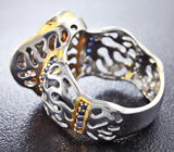 Серебряное кольцо с цитрином и синими сапфирами Серебро 925
