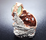 Серебряное кольцо с пренитом и аквамаринами Серебро 925
