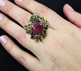 Серебряное кольцо с рубином и родолитами гранатами Серебро 925