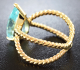 Золотое кольцо с насыщенным аквамарином 4,36 карат Золото