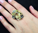 Серебряное кольцо с цитрином и перидотами Серебро 925