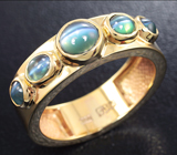 Золотое кольцо с кабошонами хризобериллов топового качества с эффектом кошачьего глаза 1,59 карат Золото