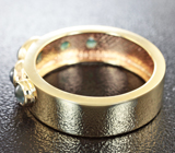 Золотое кольцо с кабошонами хризобериллов топового качества с эффектом кошачьего глаза 1,59 карат Золото
