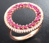 Оригинальное серебряное кольцо с рубинами Серебро 925