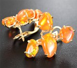 Золотые серьги с кристаллическими эфиопскими опалами