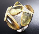 Серебряное кольцо с лимонными цитринами Серебро 925