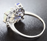 Изящное серебряное кольцо с кристаллическим опалом и танзанитами Серебро 925