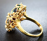 Золотое кольцо с роскошным кристаллическим черным опалом 5,77 карат Золото