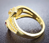 Замечательное серебряное кольцо с сапфирами и родолитом Серебро 925