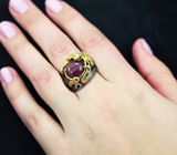 Серебряное кольцо с рубином, аметистом, изумрудами и перидотами Серебро 925
