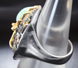Серебряное кольцо с кристаллическим эфиопским опалом, цаворитами и сапфирами Серебро 925