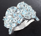 Великолепное серебряное кольцо с голубыми топазами Серебро 925