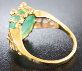 Золотое кольцо с уральским изумрудом 4,11 карат и бриллиантами Золото