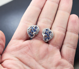 Замечательные серебряные серьги с синими сапфирами Серебро 925