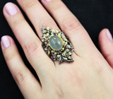 Серебряное кольцо с бериллом и сапфирами Серебро 925