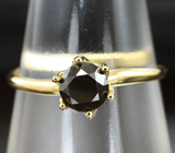 Золотое кольцо с черным бриллиантом Золото
