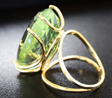 Золотое кольцо с крупным зеленым аметистом 33,76 карат Золото