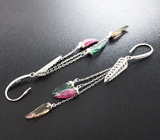 Серебряные серьги  из коллекции «Drops» с разноцветными турмалинами Серебро 925