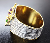 Серебряное кольцо с аметистами и цаворитом Серебро 925